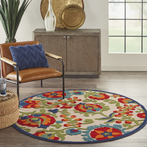 4’ Round Mediterra Indoor Outdoor Area Rug