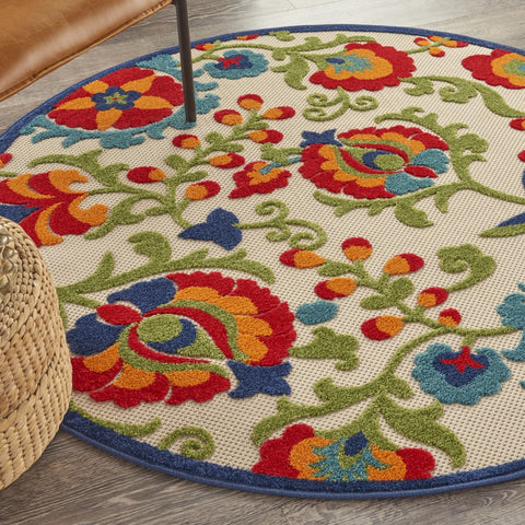 4’ Round Mediterra Indoor Outdoor Area Rug