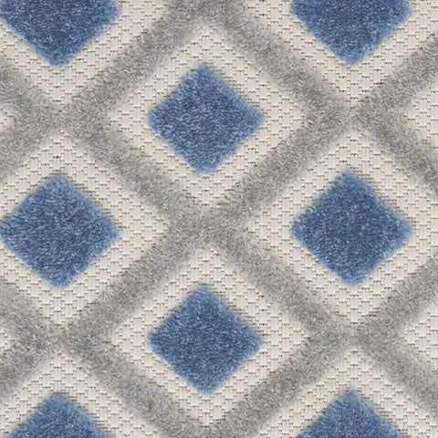 4’ Round Blue and Gray Indoor Outdoor Area Rug