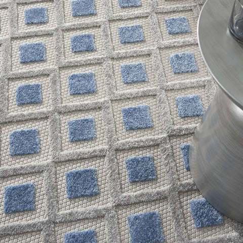 4’ Round Blue and Gray Indoor Outdoor Area Rug